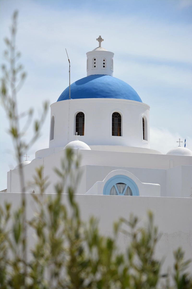 Santorini, Greece - Iconic white buildings overlooking the sea